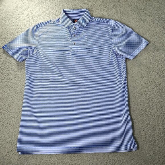 Donald Ross Sport Polo Shirt Mens Small Blue Striped Golf Performance Activewear - Picture 1 of 9
